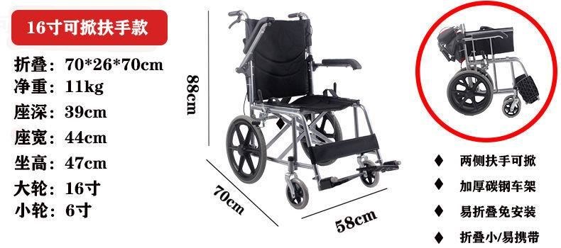 Imported Elderly Wheelchair Folding Lightweight Portable Travel Manual Wheelchair for Seniors and Disabled.
