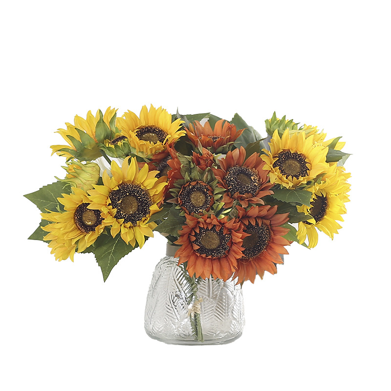 POS EXPRESS flores de girasol simuladas regalos de Navidad flores de simulación sala de estar decoración floral decoración floral flor seca