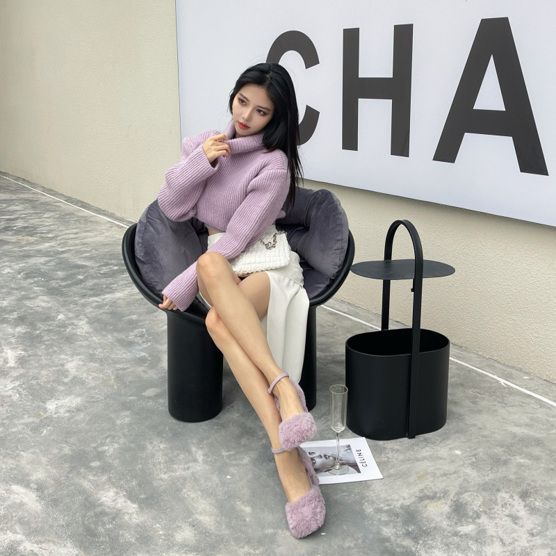 마오메리제인 중공 여성화, 두꺼운 굽, 둥근 발가락 끈, 탈부착 가능, 다양한 착용 방식, 유럽과 미국의 패션쇼 디자인 신발