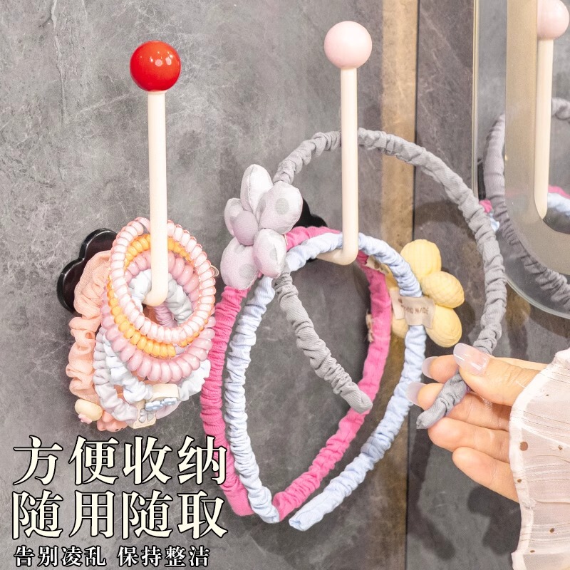 in stock Dopamine Hair Band Storage Rack Bathroom Punch-free Hook Storage Home Hair Rope Hair Accessories Hair Band Storage Rack