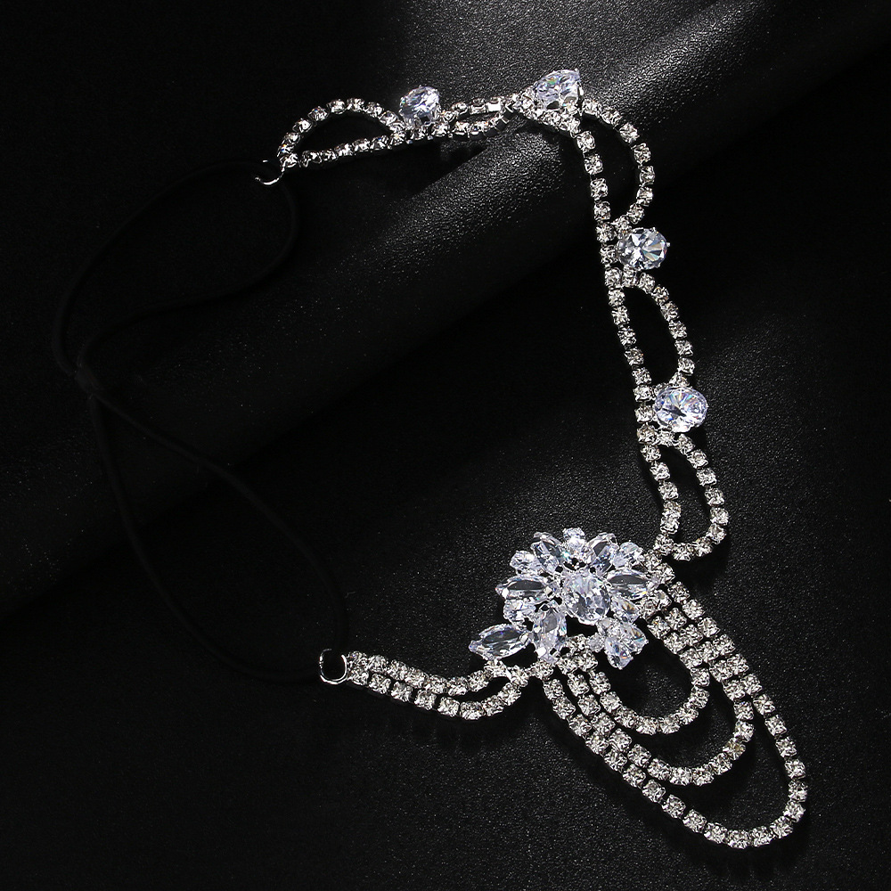 Tocado de novia exagerado europeo y americano, diadema de diamantes de imitación con flecos, sentido avanzado