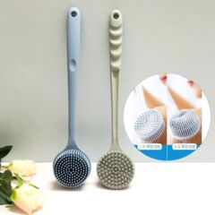 専用シリコン製バスブラシ、長柄両面角質除去、抗菌防カビ、背中もみブラシ、お風呂ブラシ
