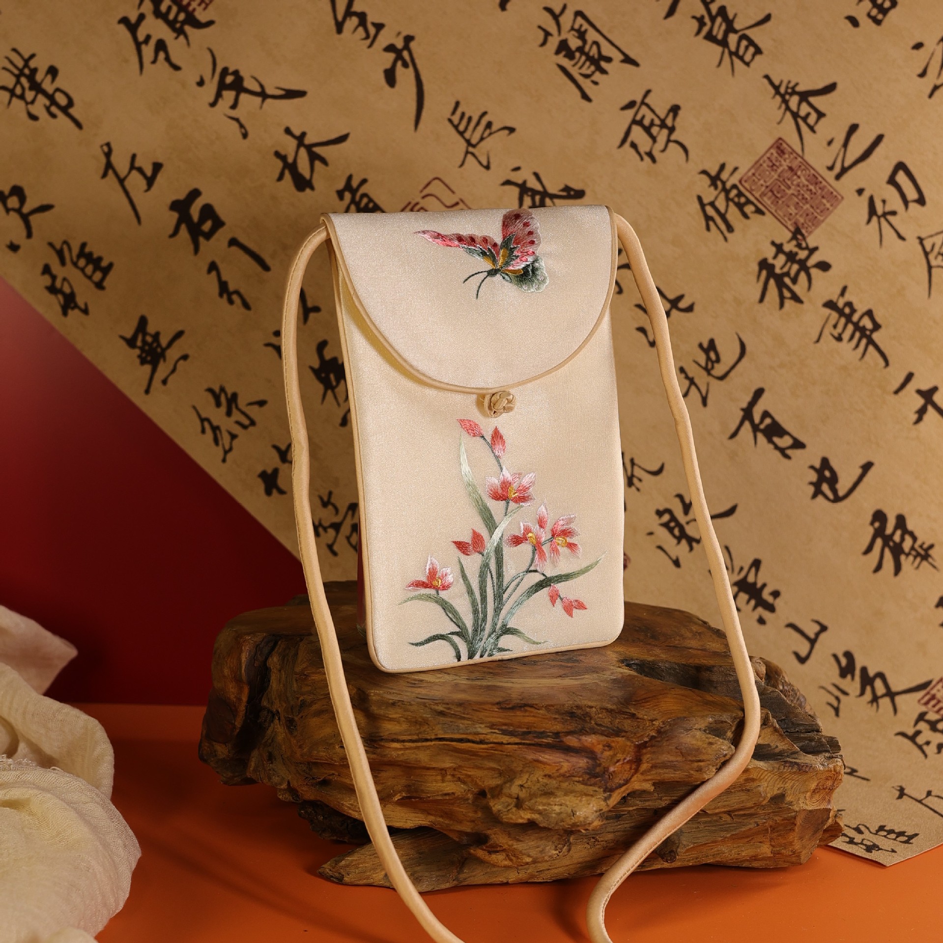 [Pedido al por mayor] Bolso de teléfono móvil bordado de estilo chino Nuevo bolso de teléfono móvil bordado Su de estilo chino Bolso de lona bordado Bolso diagonal