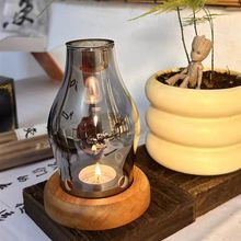 蜡烛熏香灯复古隔火香薰炉中式复古熏香玻璃炉蜡烛台防风玻璃灯罩