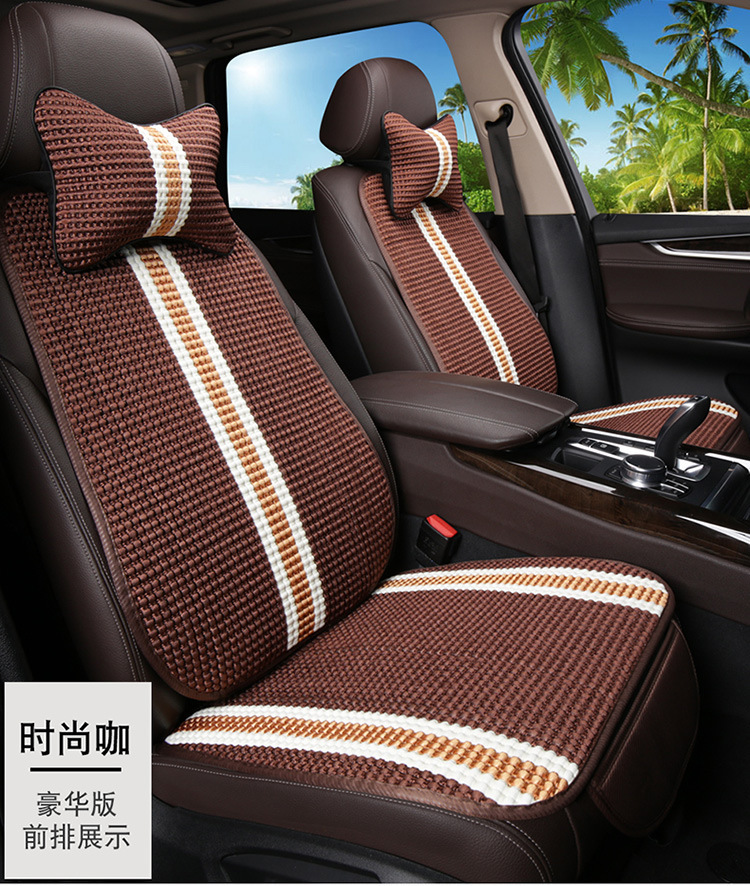 Car Seat Cushion Summer Ice Silk Backless Three-Piece Set Cooling Pad Woven Single Piece Breathable Universal Seat Cushion for Rear Seat