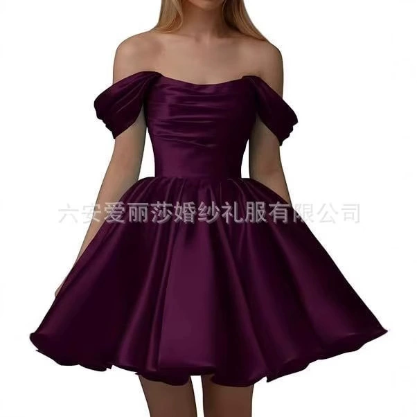Вечернее платье, мини-юбка, открытые плечи, AliExpress, французский стиль, юбка-пачка