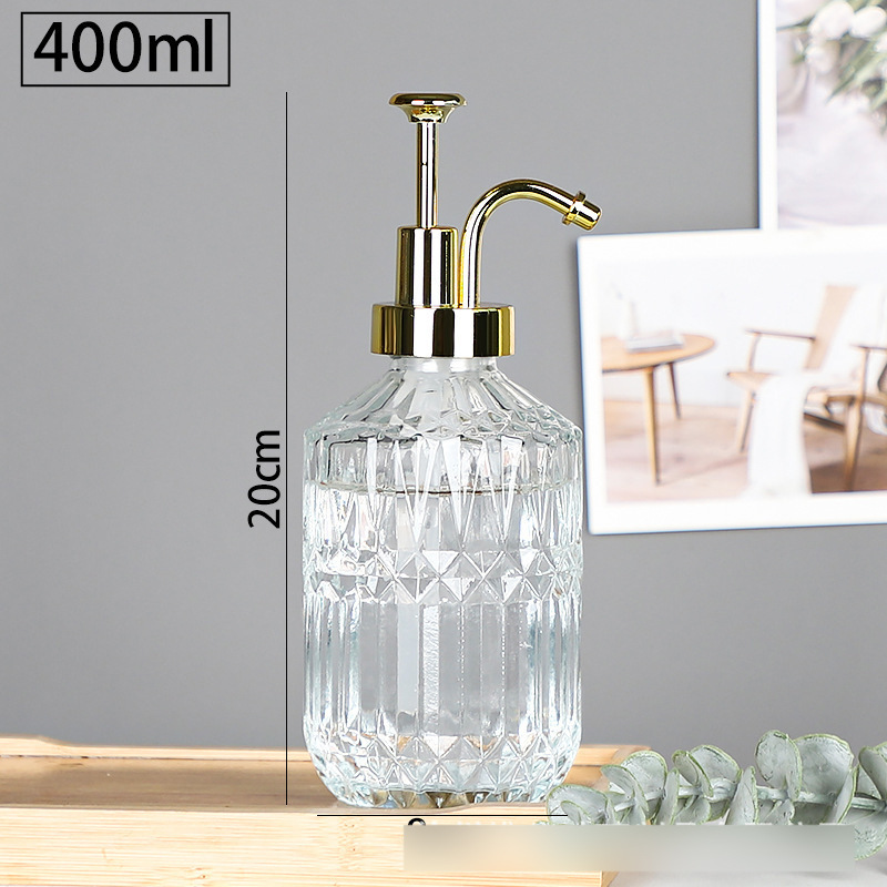 Amazon en stock botella de desinfectante de manos transparente tipo de presión botella vacía botella de champú de vidrio