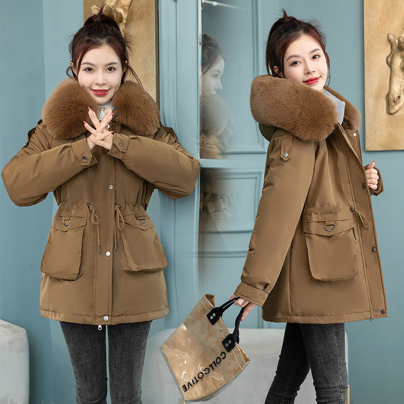 2024 superando la ropa de algodón corta de moda coreana suelta de invierno cintura de gran tamaño de algodón grueso
