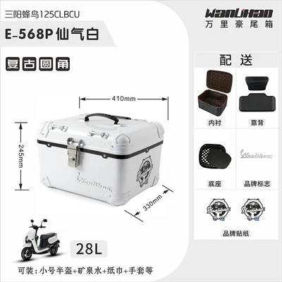 Motorcycle trunk, Sanyang Beiong ABS electric scooter - rounded-corner-hummingbird-fairy-white-568pliningbackrest