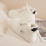 Туфли, спортивная зимняя флисовая высокая повседневная обувь для отдыха на платформе, удерживающие тепло короткие сапоги