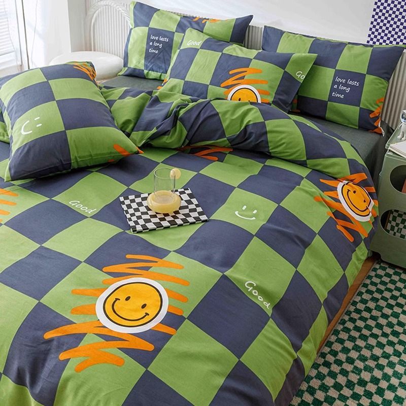 Funda de edredón de algodón de una sola pieza de cuatro piezas para niños 150x200x230 dormitorio de estudiantes individual 180 sábana