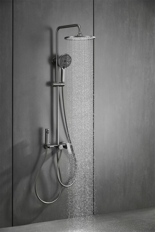 Gun gray shower head suit rain bath copper bath household bathroom four-function shower head hot and cold 14004