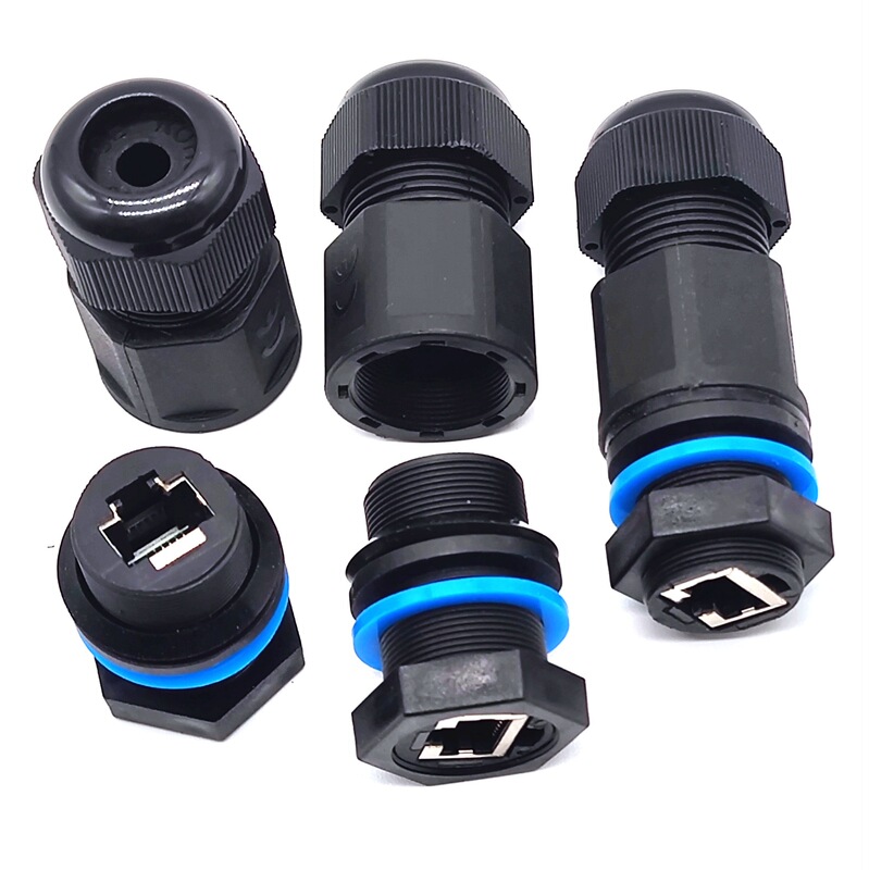 Rj45 Waterproof Network Cable Connector Outdoor Ap Ethernet Socket Xj Panel Direct Plug Crystal Head