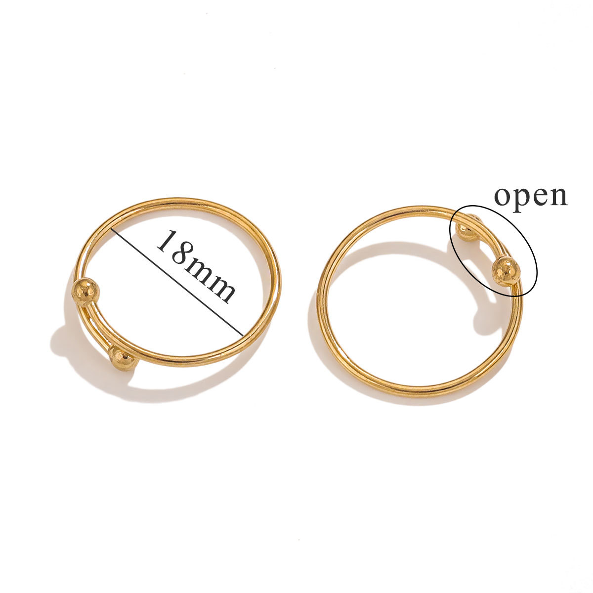 Acero inoxidable chapado 18k oro doble cuentas de oro anillo de abertura cruzada inswind simple anillo de moda DIY simple