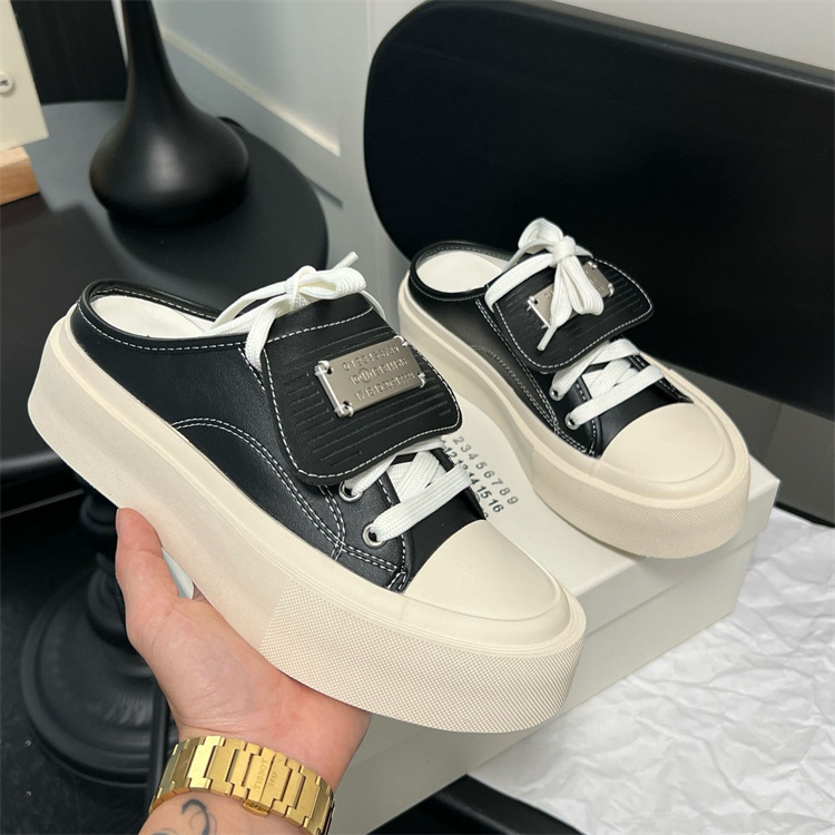 Half Drag 2024 Sommer Neue dicke Unterseite Baotou Mode Oberbekleidung Casual weiße Schuhe_voghion.com