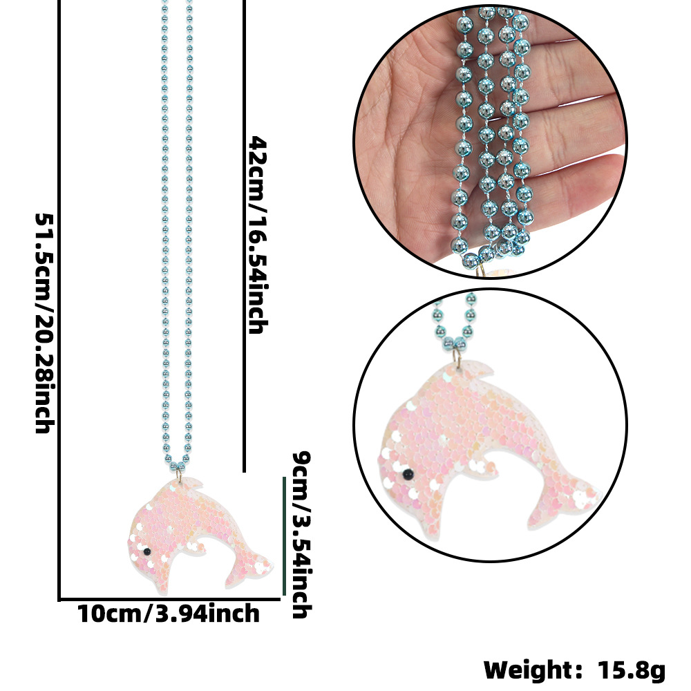 Amazon Ocean Series collar sirena tema decoración de fiesta colgante delfines sequillas de color cadena de cuentas de cola de mermaid