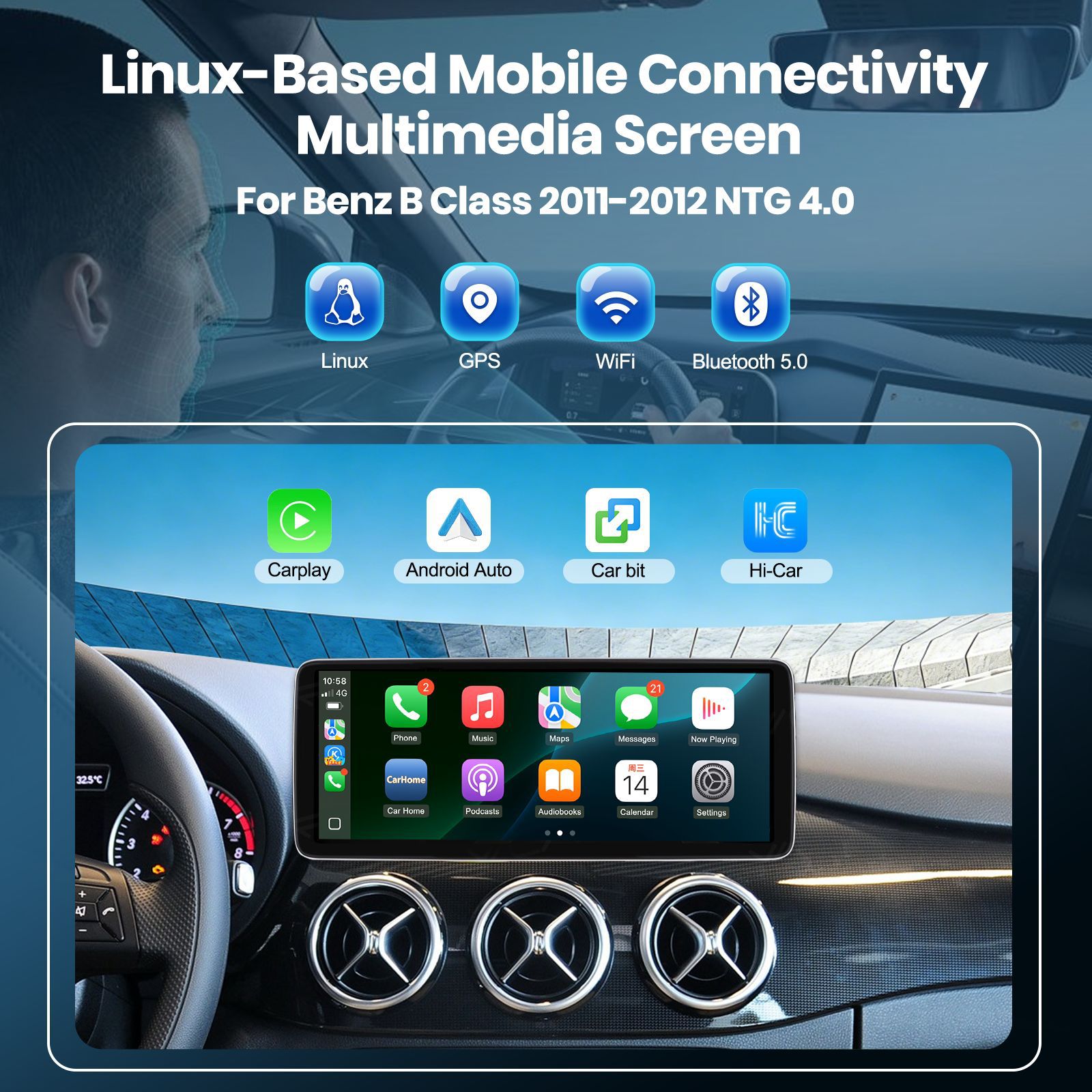 Suitable for Mercedes B-Class 2011-2012 Models, the Linux Screen Replacement Device Is Compatible with Ntg4.0 System Bba