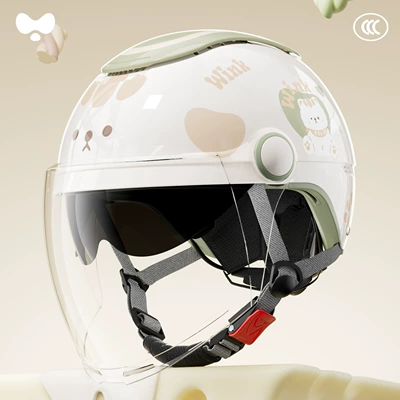 Motosiklet kaskı (dəbilqə), Cute All-Season Electric Motorcycle - 3c-mori-green-transparent-long-mirror-class-a-new-national-standard-one-size-fits-all