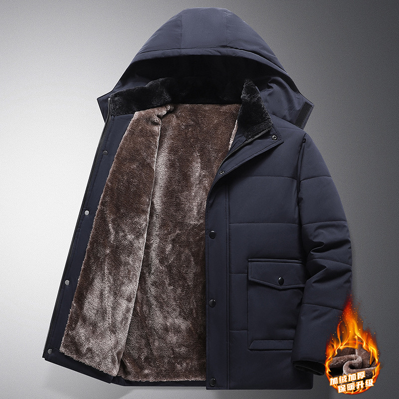 80-280 Winter Middle-Aged and Elderly Men's Velvet Thickeneded Cotton Outwear Men's Hooded Jacket Versatile Casual Cotton Warm Cotton Outwear 80-280 Winter Middle-Aged and Elderly Men's Velvet Thickeneded Cotton Outwear Men's Hooded Jacket Versatile Casual Cotton Warm Cotton Outwear