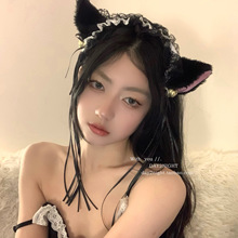 D2N 小野猫咪 可爱猫耳朵发箍女cosplay软妹女仆蕾丝铃铛头箍发饰