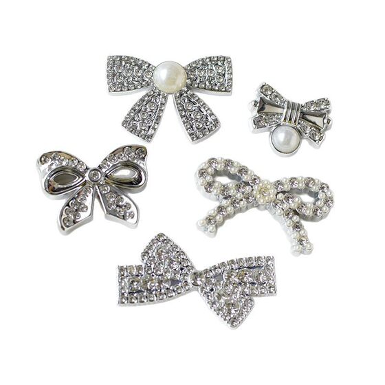 Hot sale electroplated diamond-encrusted bow jewelry accessories mobile phone case grip hole shoes diy material wholesale pj1714