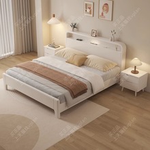 Z&奶油风白色实木床简约现代双人1.8米1.5m1.35小户型高箱储