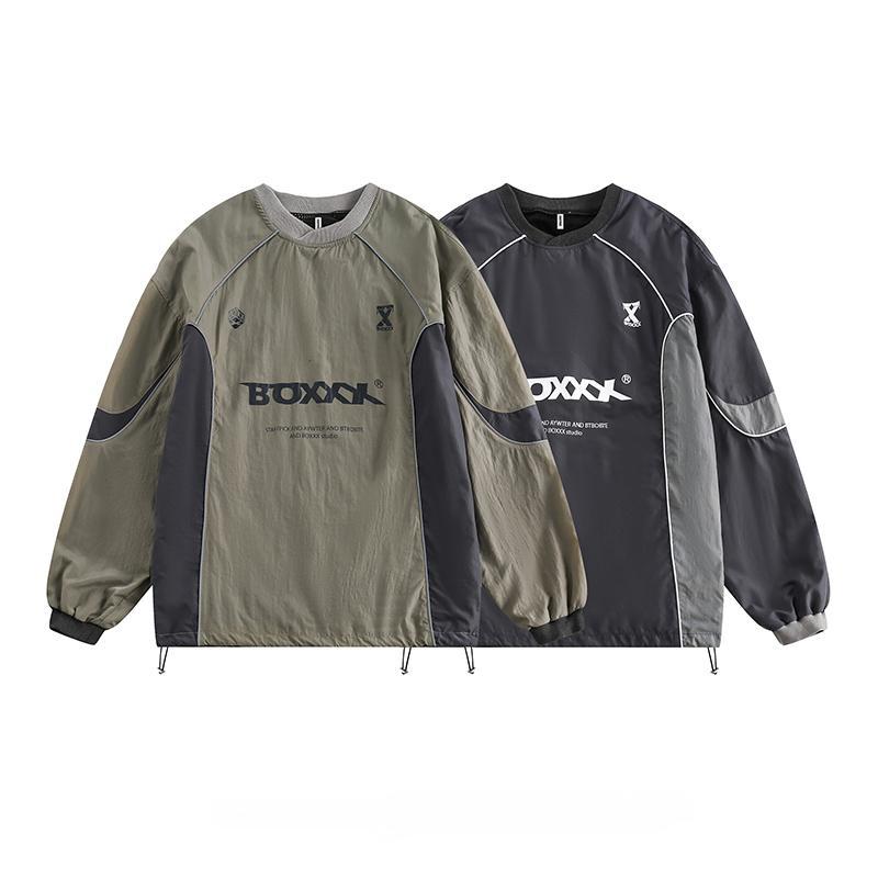 美式机能风拼色防水套头卫衣男户外宽松休闲百搭山系冲锋上衣男女