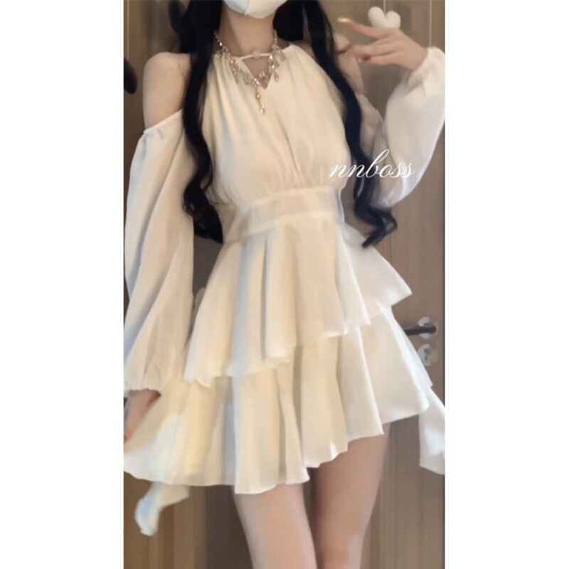 French-Style White Long-Sleeved Dress for Women in Autumn, High-End and Elegant Fairy-Style Puffy Skirt, Waist-Cinching Short Skirt for Petite Figures French-Style White Long-Sleeved Dress for Women in Autumn, High-End and Elegant Fairy-Style Puffy Skirt, Waist-Cinching Short Skirt for Petite Figures