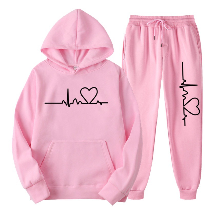 2023 traje de suéter forrado de lana para hombres y mujeres transfronterizas de comercio exterior Otoño e Invierno figura del corazón de los hombres Sudadera con capucha moda traje de Hombre Nuevo