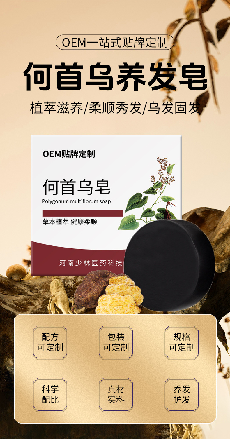 Handmade He Shou Wu Hair Soap Bar with Oriental Arborvitae for Refreshing Oil Control 100g quality and texture