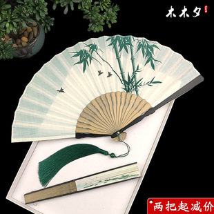 7inch Chinese Fan Foldableing Fan Retro Style Men's and Women's Han Dynasty Summer Portable Foldableing Fan Classical Cotton and Linen Lingzhi