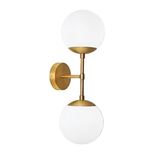 Double-Headed up and down Golden Wall Lamp White Frosted Glass Ball Lampshade Corridor Aisle Wall Lamp Bedroom Metal Lamps