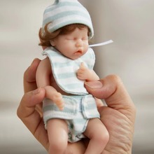 16cm重生娃娃wish ebay 亚马逊热卖仿真婴儿条纹衣服可洗搪胶材质