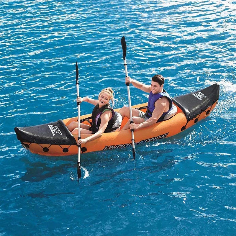 Supply pvc inflatable boat folding double canoe kayak drifting rubber boat hand rowing thickened inflatable boat