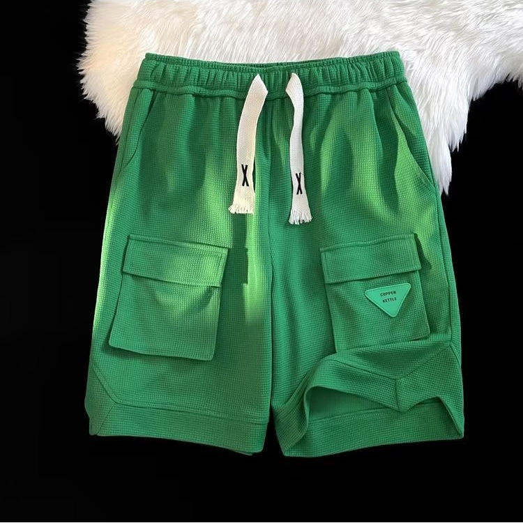 Corea ins tendencia 2024 estilo de Hong Kong retro estilo japonés todo-fósforo suelto traje recto pantalones de cinco puntos pantalones casuales hombres de moda