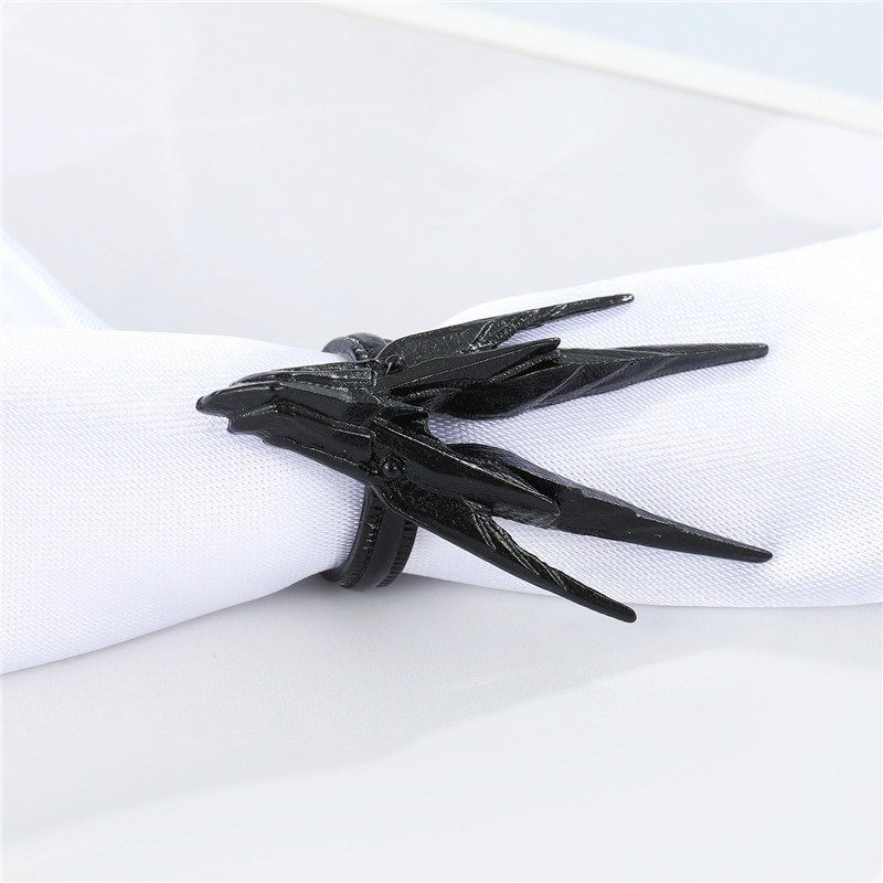 exaggerated personality Gothic black dragon ring punk alloy open animal ring cross-border jewelry