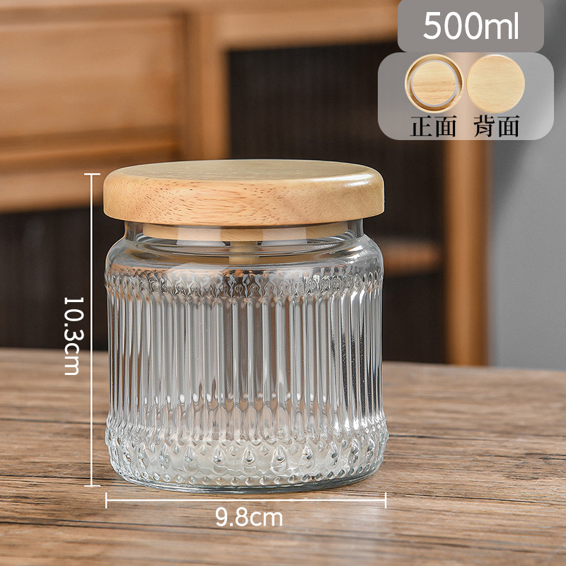 Taza de vidrio sellada Retro Begonia Pattern Glass Jar Household Snack Nut Storage Jar Size Combination