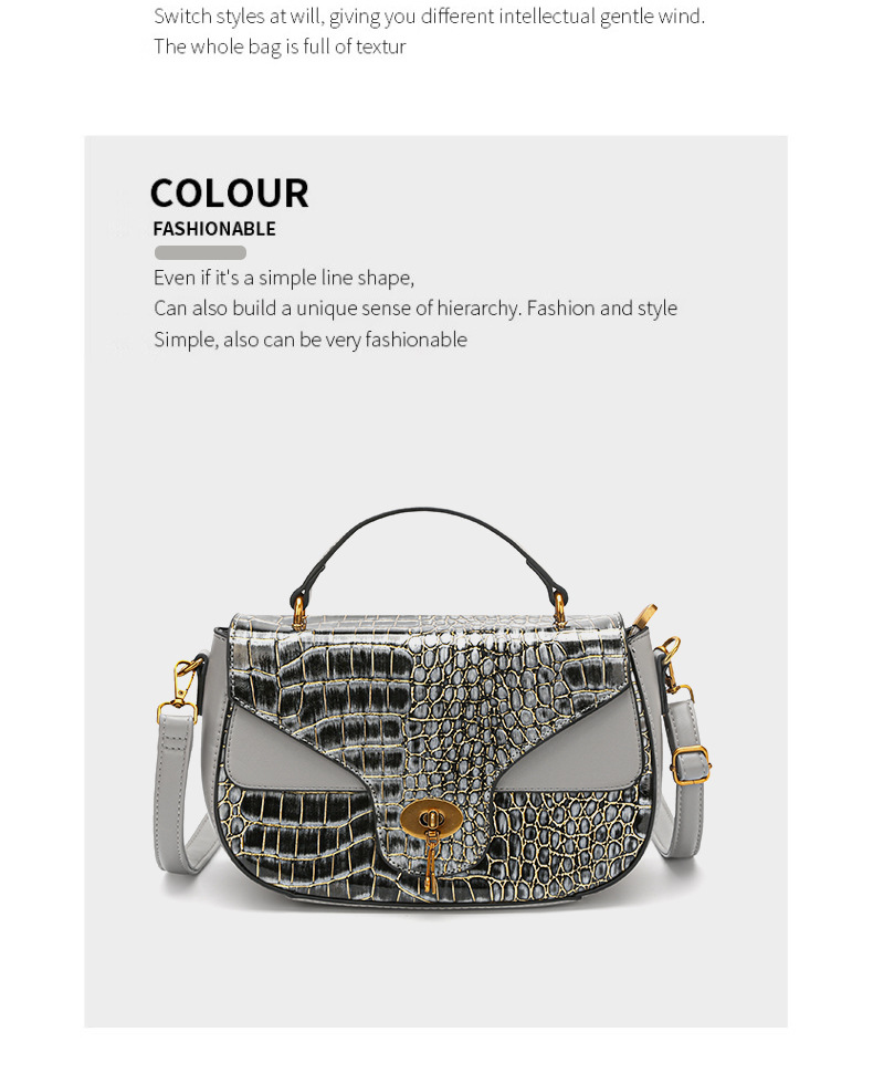 Women's Saddle Bag With Contrast Colour Stone Pattern Design_voghion.com