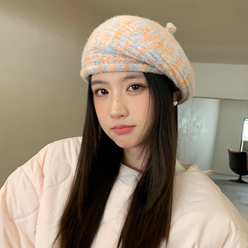 韩版冬季帽子女款加绒保暖针织毛线帽大头围贝雷帽时尚百搭堆堆帽|undefined