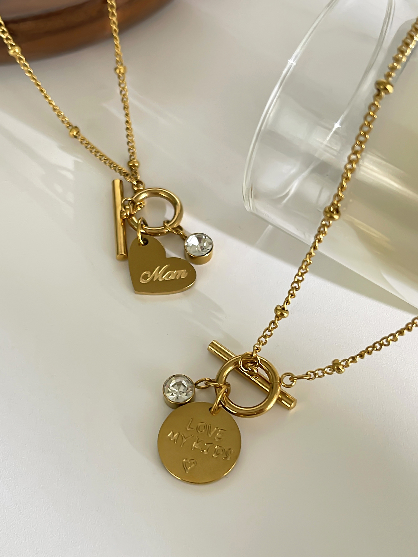 Simple Style, Classic Style Style 316L Stainless Steel Letter Heart Shape Waterproof Non Tarnish Surgical Steel Simple Style Classic Style Cuban Link Chain Curb Chain Pendant Necklace For Women's