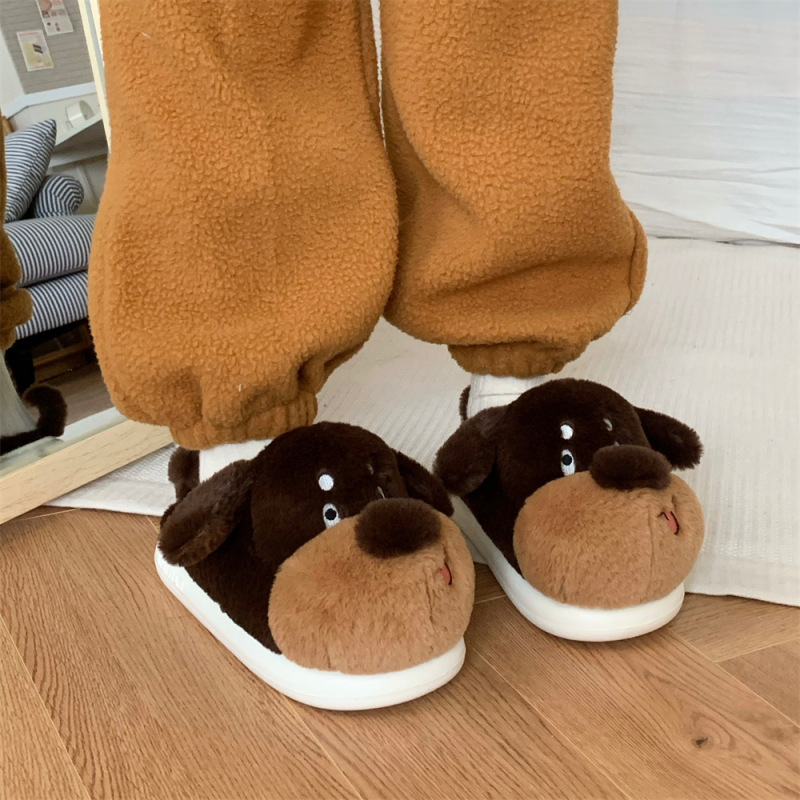 細い条の醜い萌え犬の綿のスリッパは男女が可愛いです。|undefined