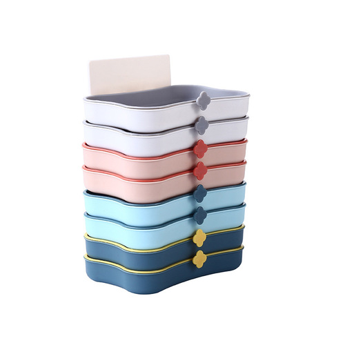 Huisi creative two-color soap dish soap box double-layer punch-free draining wall-mounted cute soap rack