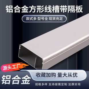 Open-mounted routing decoration aluminum alloy square trunking ground cable metal protection card buckle with partition cover plate trunking