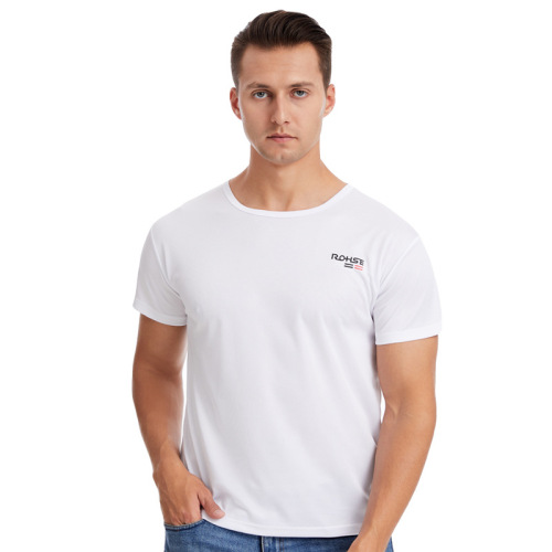 Men's Summer Thin Ice Silk Quick-Dry Short-Sleeve T-Shirt Loose Fitness Clothes Training Top Running Breathable