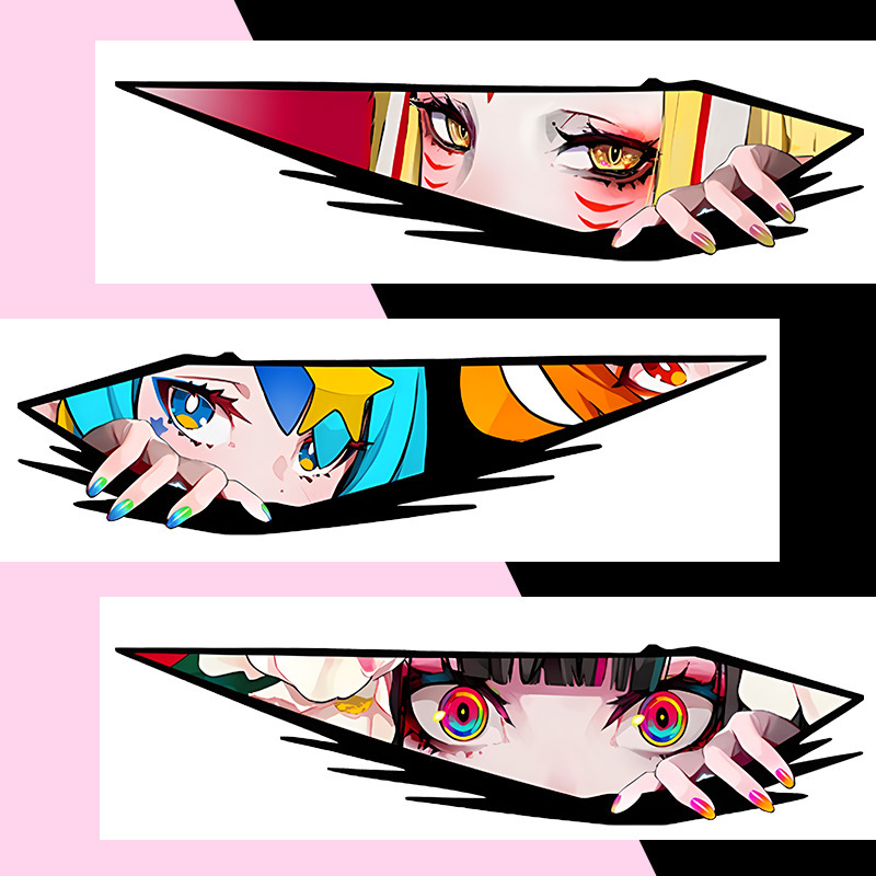 Two-dimensional animation eyes laser JDM girl electric car motorcycle computer case creative personality pain car stickers