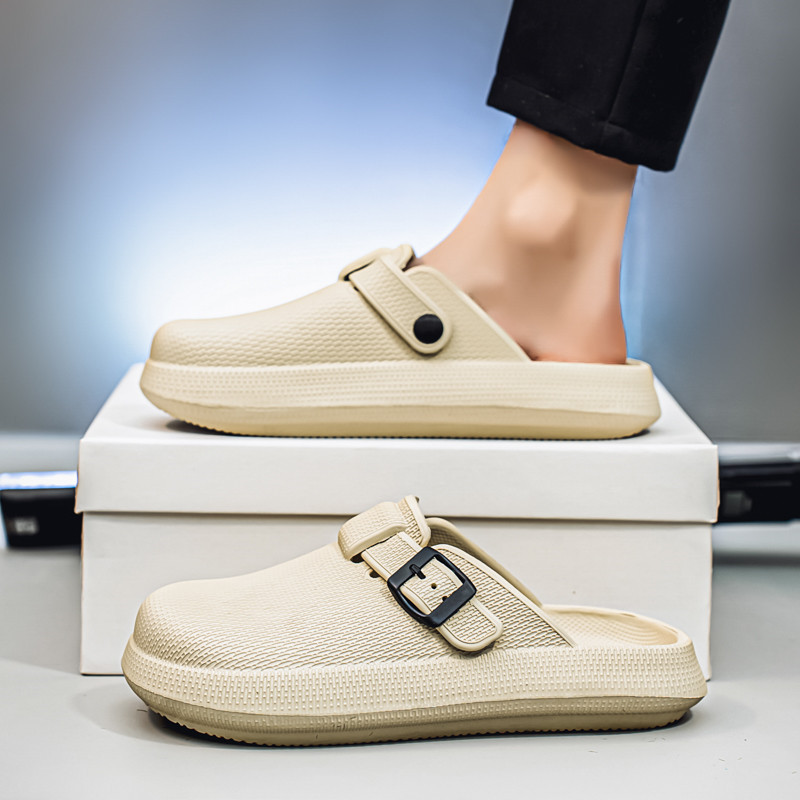 Sandalias y pantuflas Baotou para hombre, tallas grandes, uso de suela gruesa antideslizante para el interior y el exterior del hogar