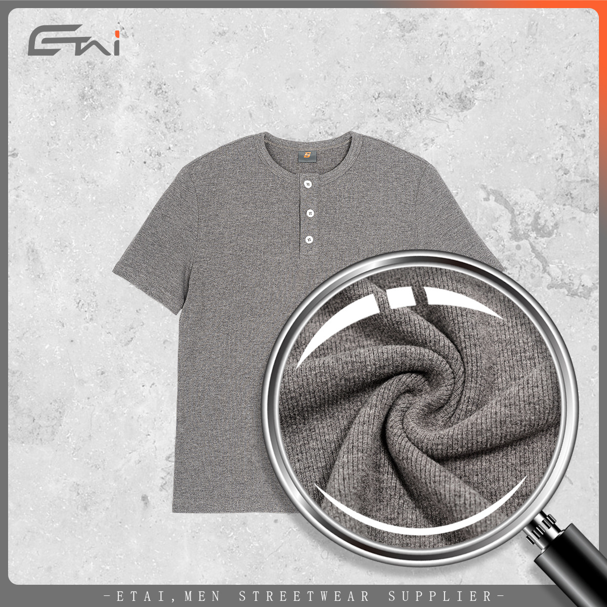ETAI ropa de hombre verano henry manga corta marca de moda para hombres casual de alta calidad camiseta delgada modelo base