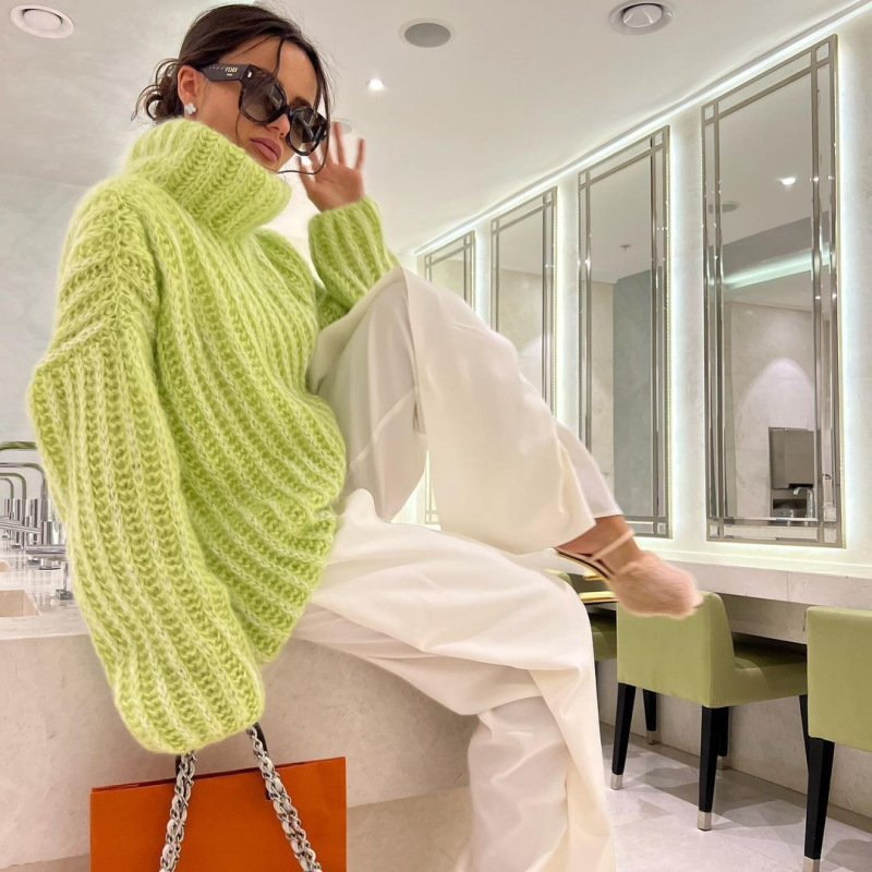 Autumn and winter fashion new soft sweater European and American Foreign Trade Amazon sweater pullover women's fluffy long sleeve sweater