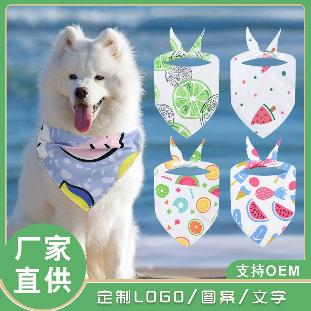Трансграничный новый мультфильм милый домашний питомец треугольник свежий фруктовый полиграфический кот собаки рот шарф шарф оптом