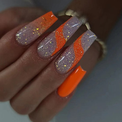 Long ballet dazzling energetic orange sweet girl beauty nail gradient bright orange summer hot girl nail wear nail